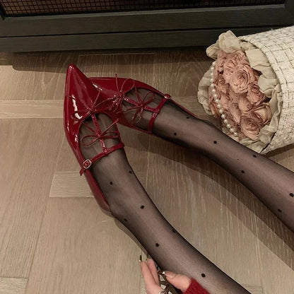 Pointed Bow Mary Jane Flats