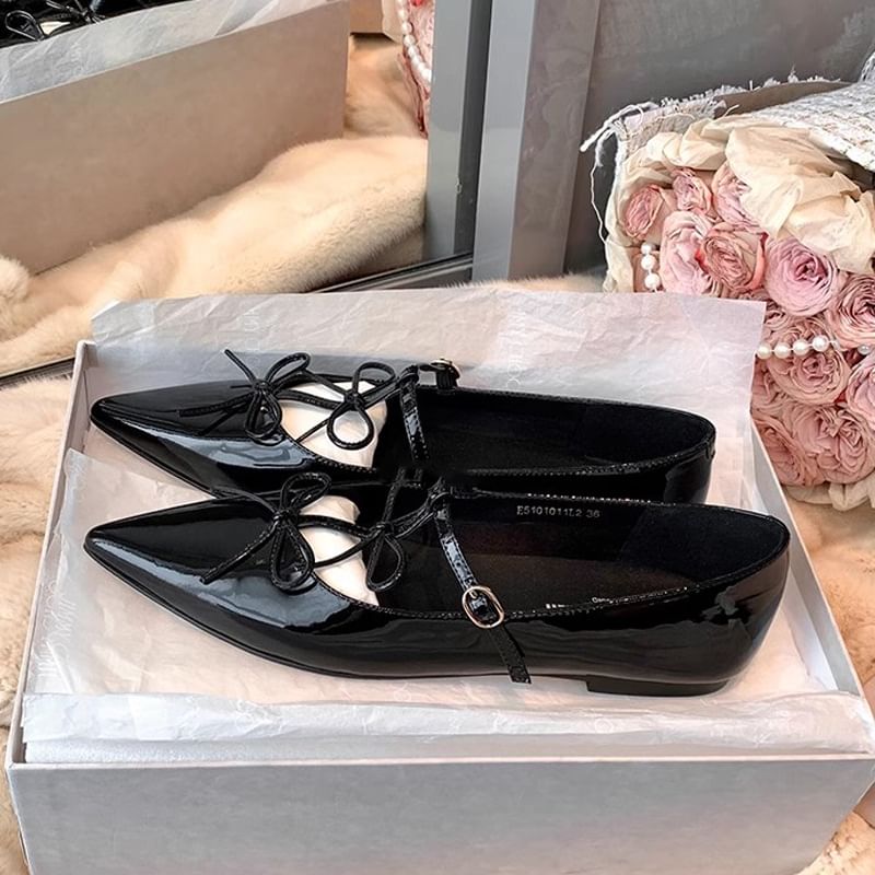 Pointed Bow Mary Jane Flats