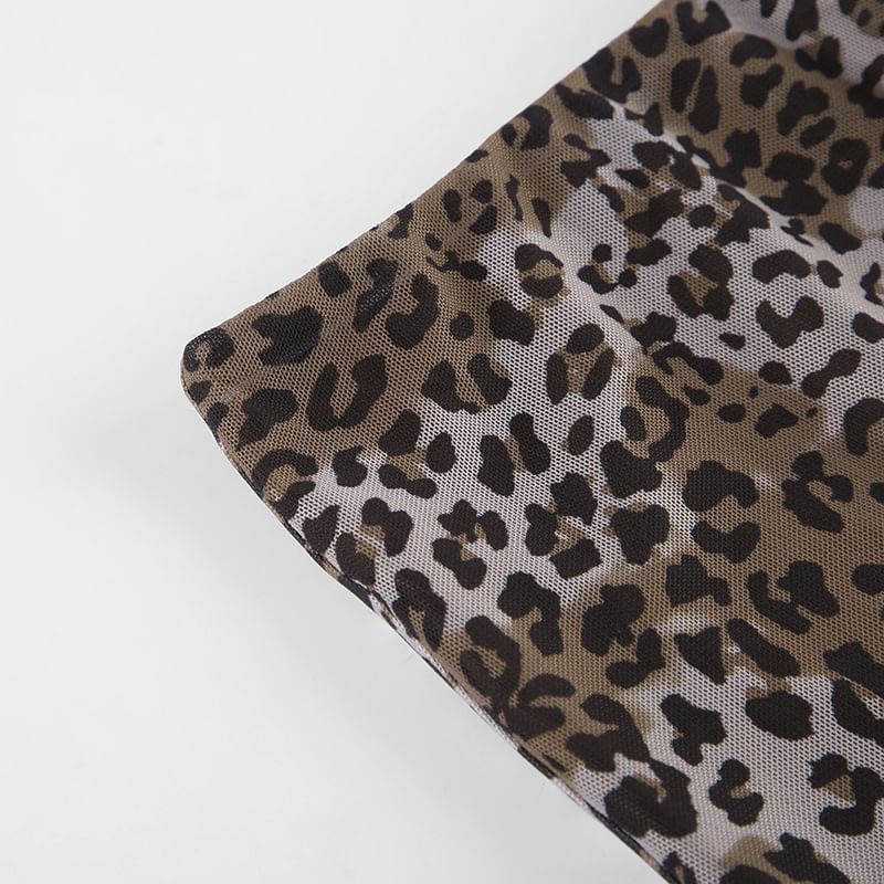 Leopard Print Asymmetrical Midi Skirt with Low Rise