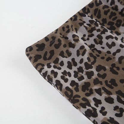 Leopard Print Asymmetrical Midi Skirt with Low Rise