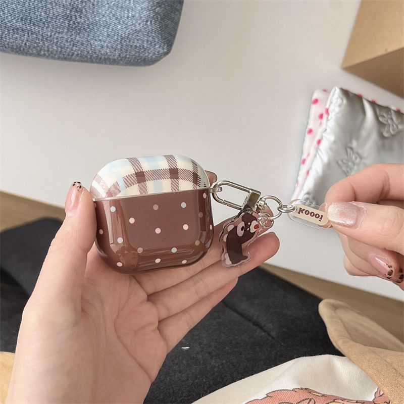Plaid Polka Dot AirPods / Pro Earphone Case Skin / Charm / Set