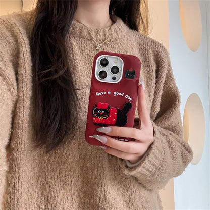 Cat Embroidered Phone Case
