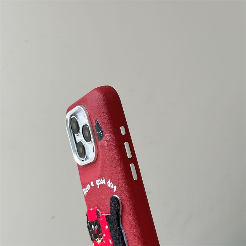 Cat Embroidered Phone Case