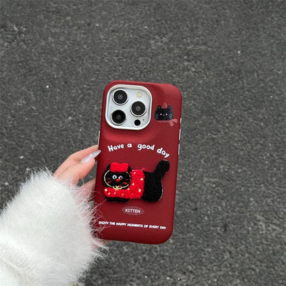 Cat Embroidered Phone Case