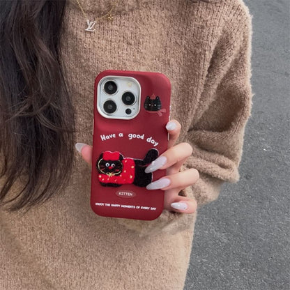 Cat Embroidered Phone Case