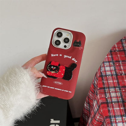 Cat Embroidered Phone Case
