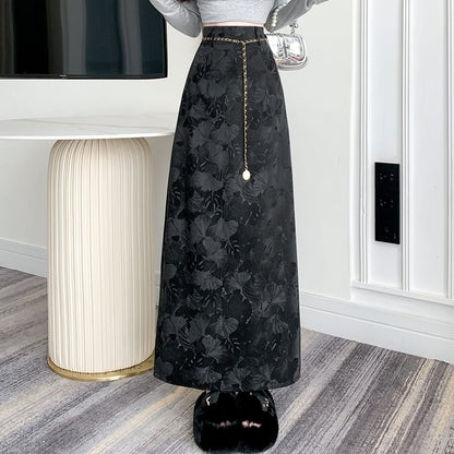 High Rise Floral Midi A-Line Skirt