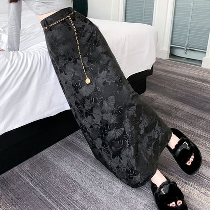 High Rise Floral Midi A-Line Skirt