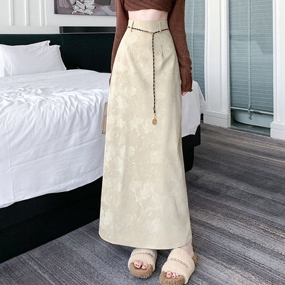 High Rise Floral Midi A-Line Skirt