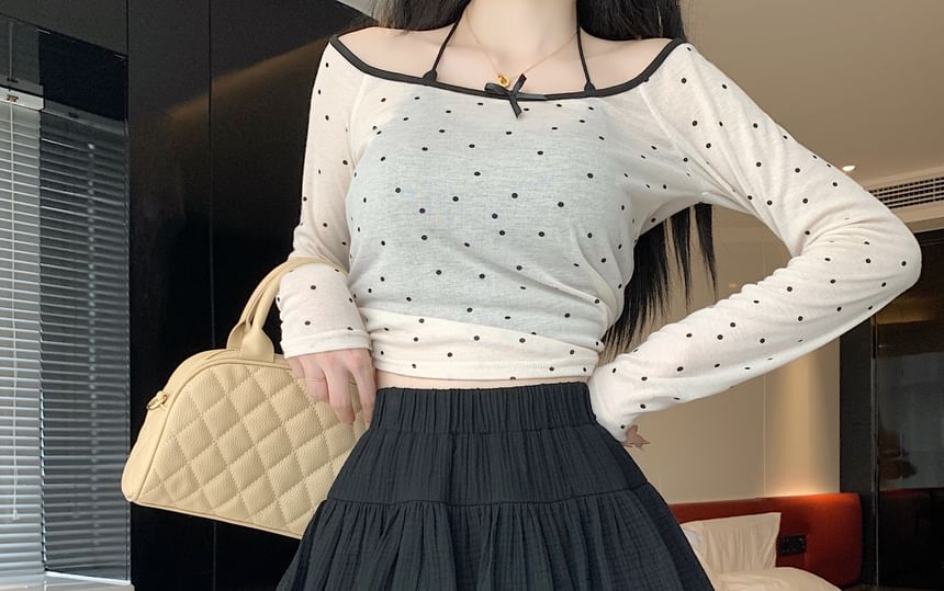 Lace-Trimmed High-Waisted Tiered Mini Skirt