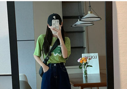 High Waist Plain Denim Shorts