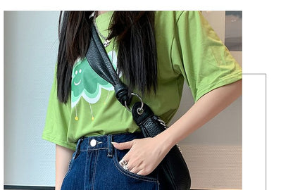 High Waist Plain Denim Shorts