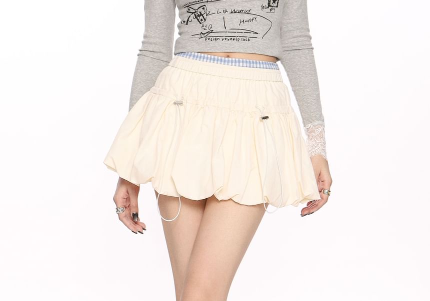 Elevated Bubble Mini Skirt with Plain Fabric