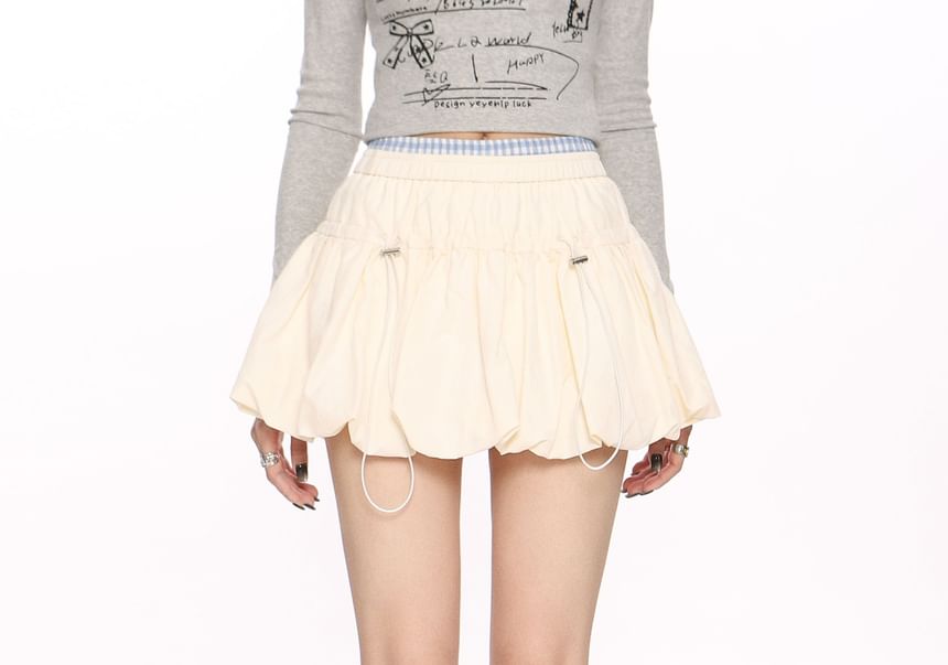 Elevated Bubble Mini Skirt with Plain Fabric