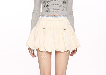 Elevated Bubble Mini Skirt with Plain Fabric
