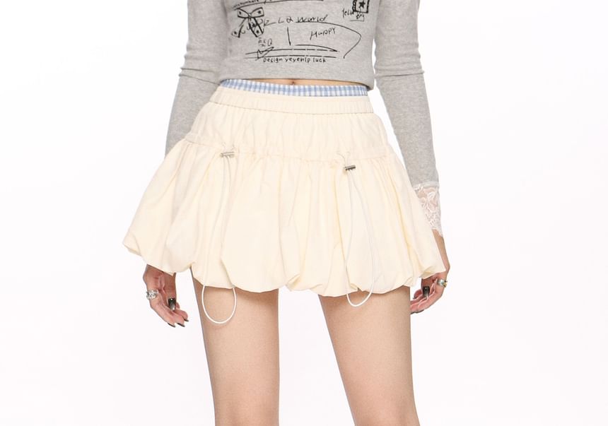 Elevated Bubble Mini Skirt with Plain Fabric