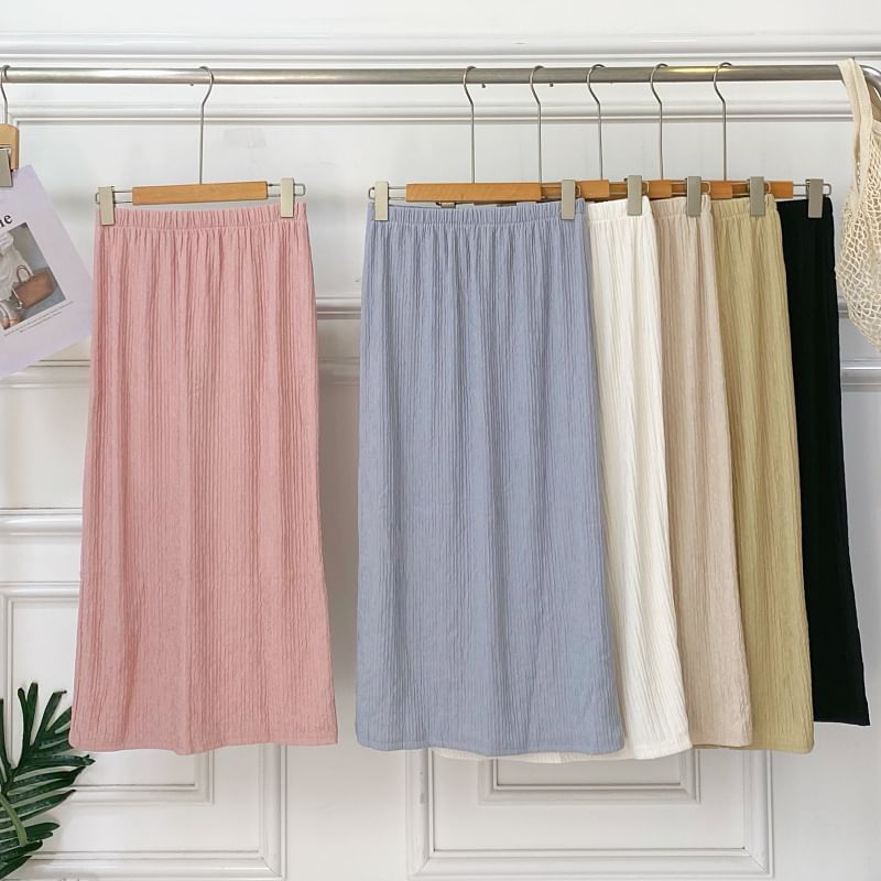 Solid High-Waisted Maxi Skirt