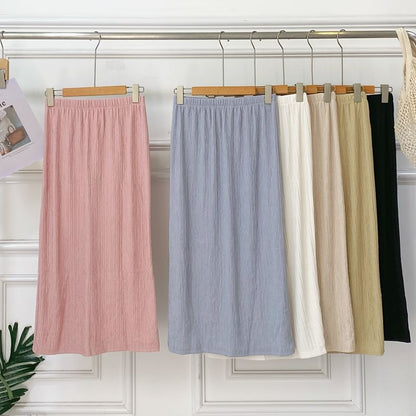 Solid High-Waisted Maxi Skirt