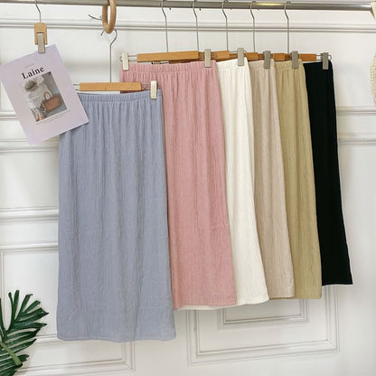Solid High-Waisted Maxi Skirt