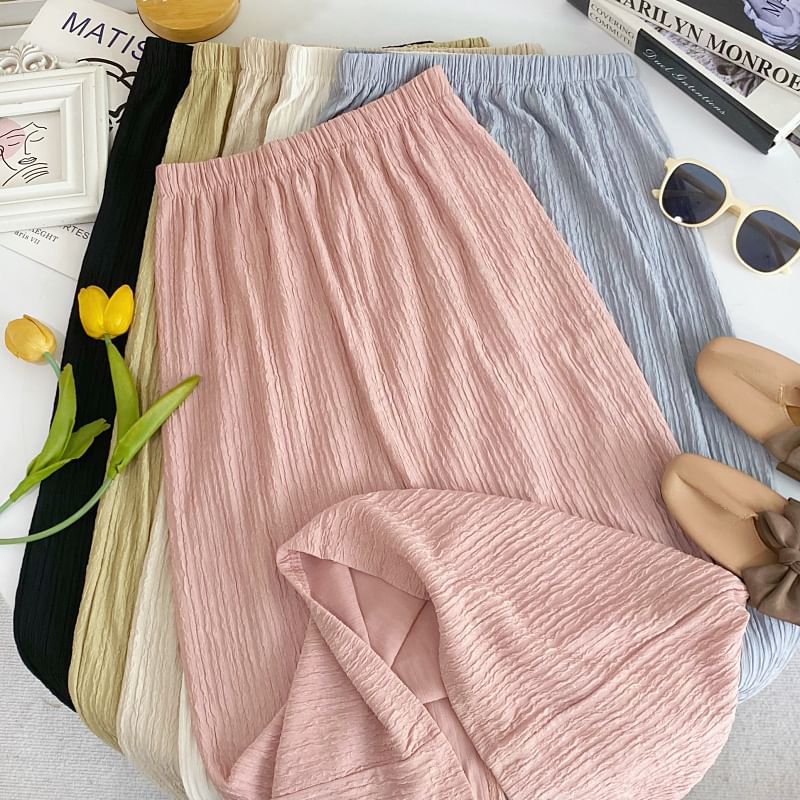 Solid High-Waisted Maxi Skirt