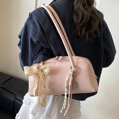 Leather Bag Faux Bowler Lettering