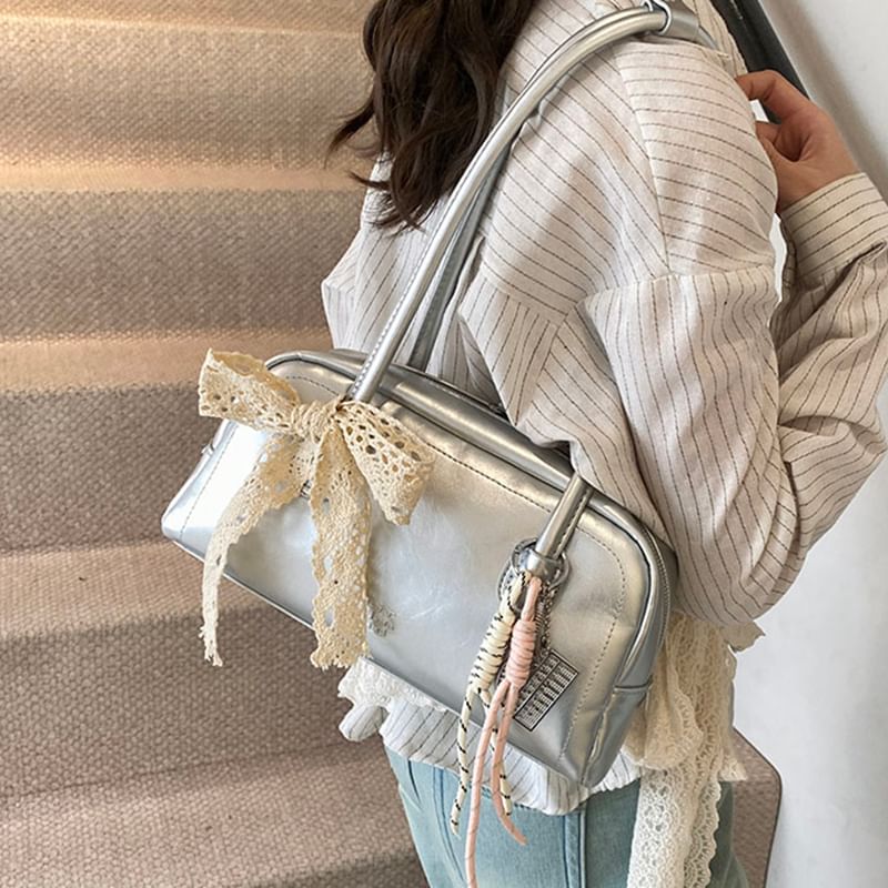 Leather Bag Faux Bowler Lettering