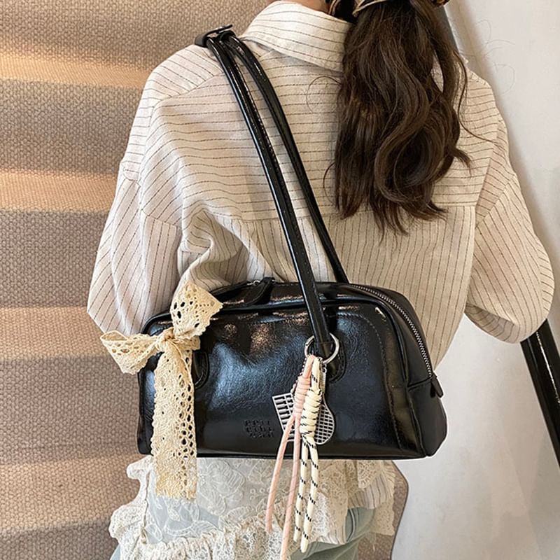 Leather Bag Faux Bowler Lettering