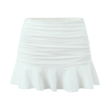 Chic Ruched Ruffle Pencil Skirt with High Waist