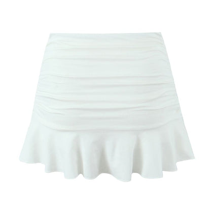 Chic Ruched Ruffle Pencil Skirt with High Waist