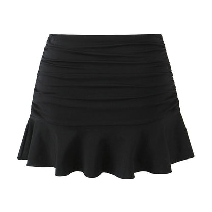 Chic Ruched Ruffle Pencil Skirt with High Waist