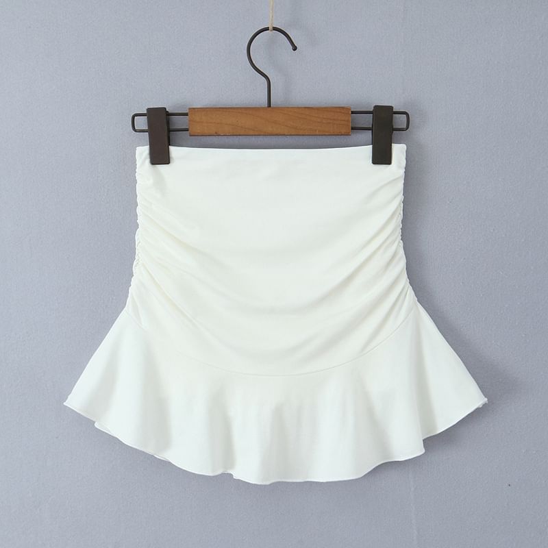 Chic Ruched Ruffle Pencil Skirt with High Waist