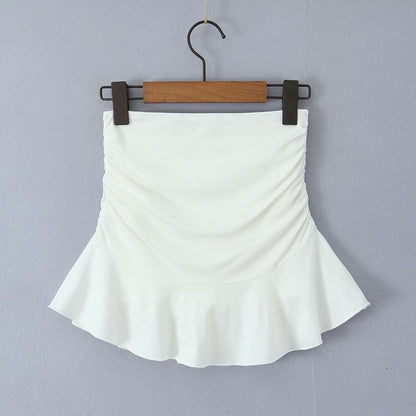 Chic Ruched Ruffle Pencil Skirt with High Waist