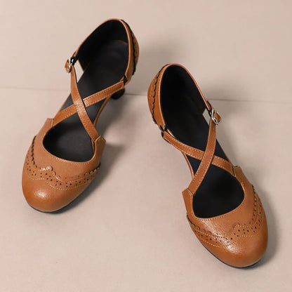 Low Heel Brogue D'Orsay Sandals