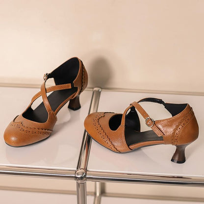 Low Heel Brogue D'Orsay Sandals