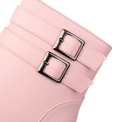 Peep-Toe High Heel Plain Short Boots