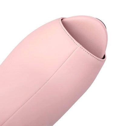 Peep-Toe High Heel Plain Short Boots