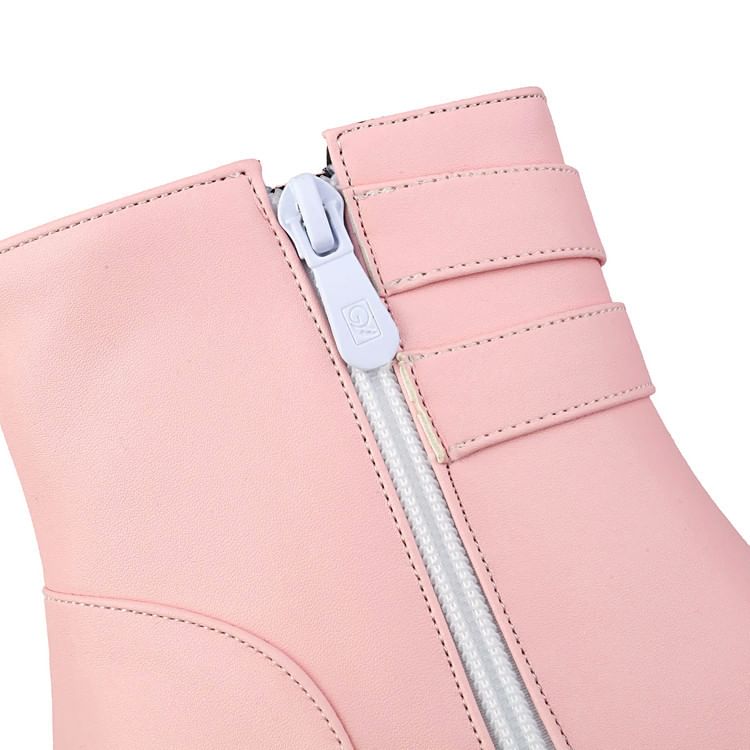Peep-Toe High Heel Plain Short Boots