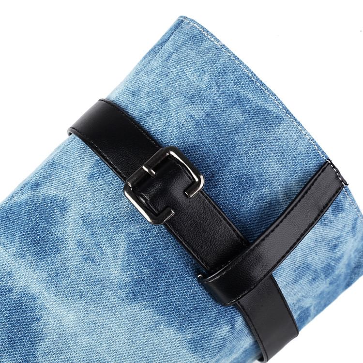 Chunky Heel Washed Denim Tall Thong Boots