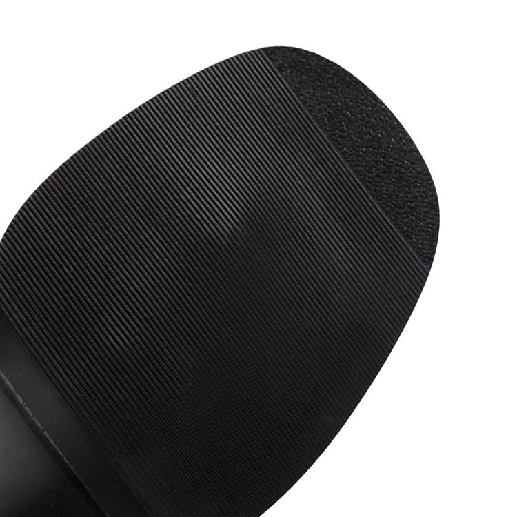 Chunky Heel Washed Denim Tall Thong Boots