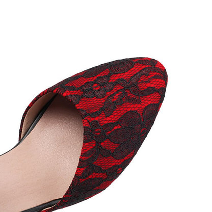 Low Heel Lace Panel D'Orsay Sandals