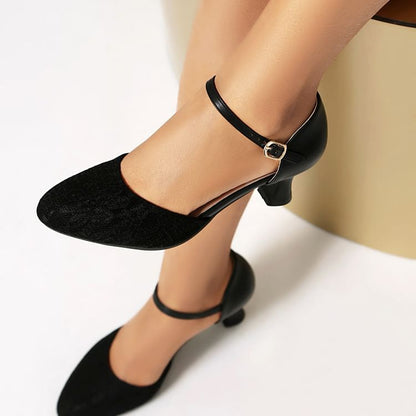 Low Heel Lace Panel D'Orsay Sandals