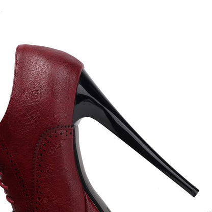 Stiletto Heel Platform Brogue Lace-Up Shoes