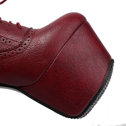 Stiletto Heel Platform Brogue Lace-Up Shoes