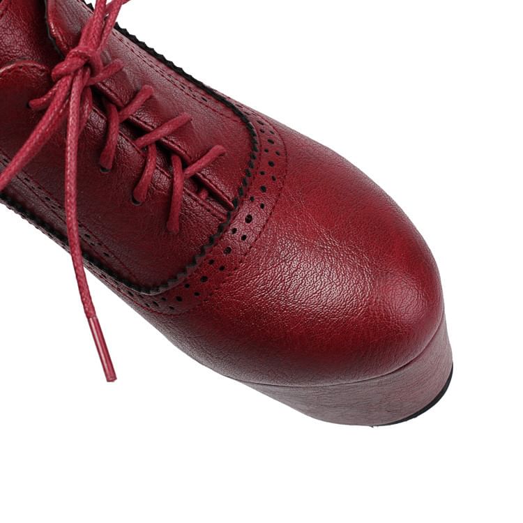 Stiletto Heel Platform Brogue Lace-Up Shoes