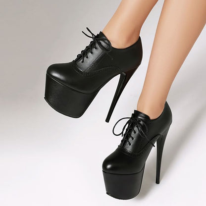 Stiletto Heel Platform Brogue Lace-Up Shoes