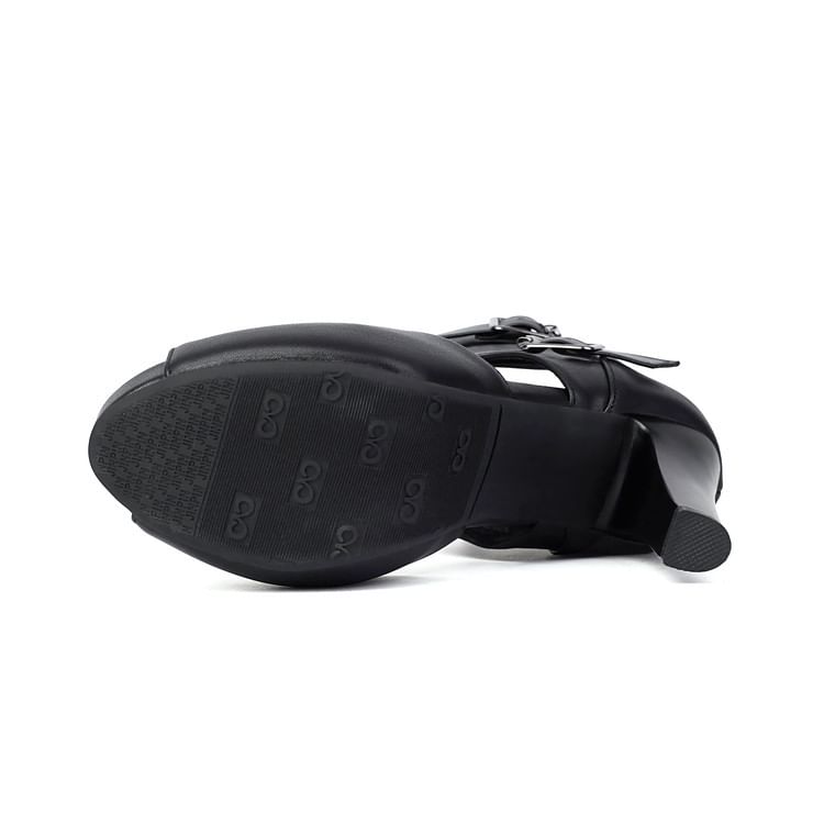 Peep-Toe High Heel Short Thong Boots