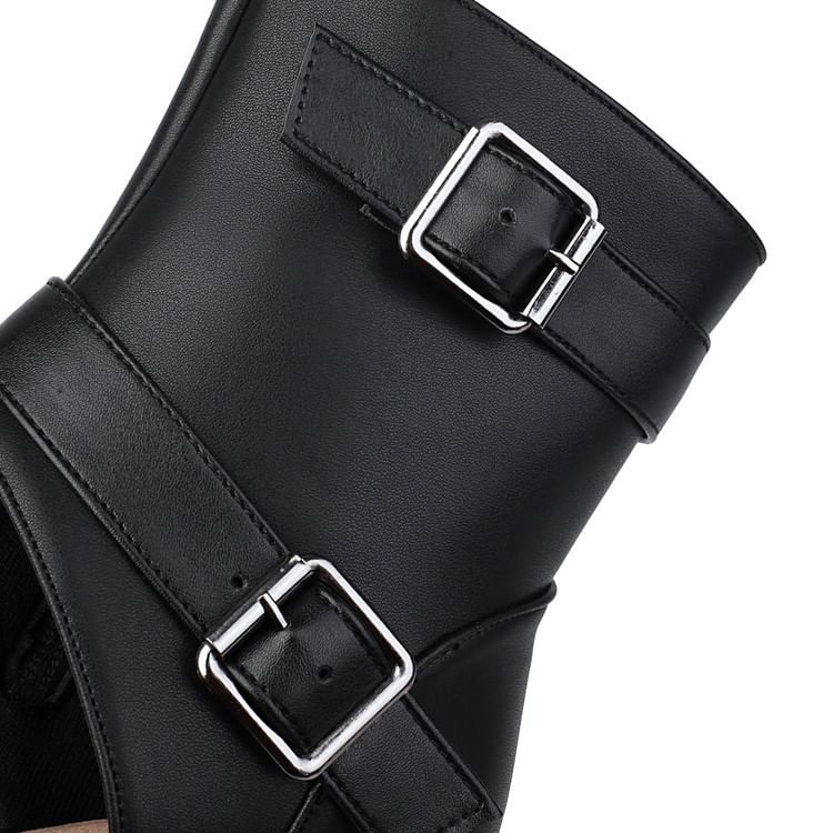 Peep-Toe High Heel Short Thong Boots