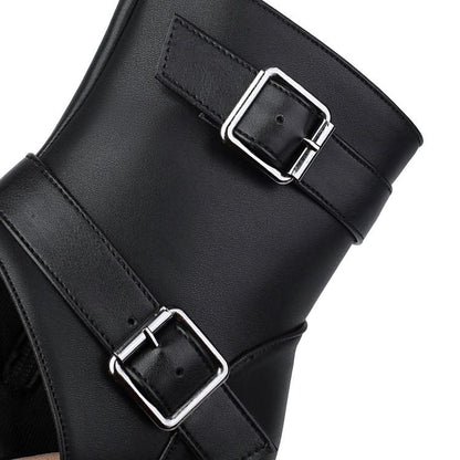 Peep-Toe High Heel Short Thong Boots