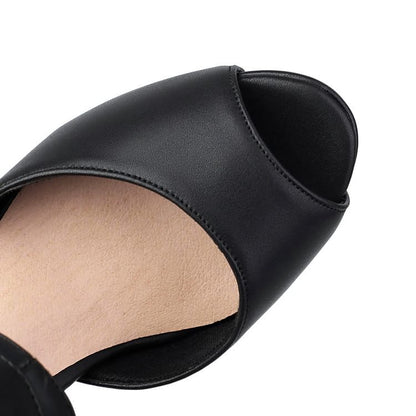 Peep-Toe High Heel Short Thong Boots