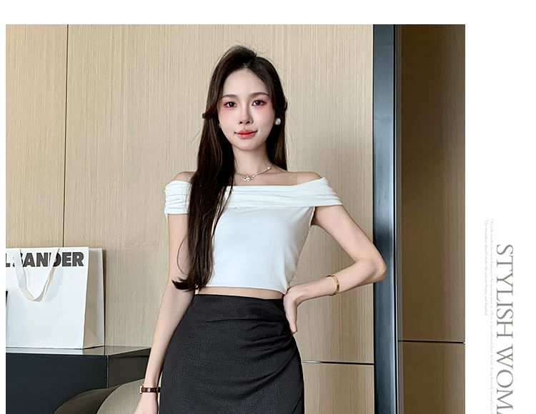 Ruched Slit Satin High-Rise Fishtail Midi Skirt